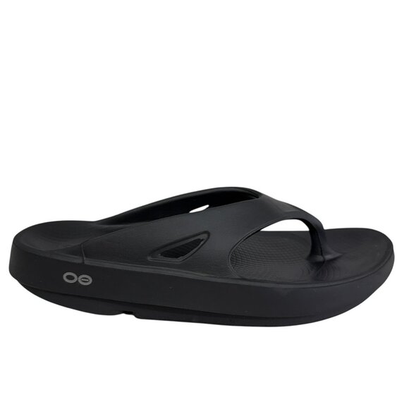 OOFOS OOriginal Black Thong Recovery Sandals Women's Size 9 Men's size 7 - Picture 1 of 9